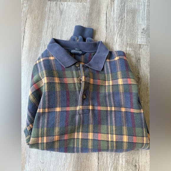 VTG Lands End Quarter Zip Pullover Sweatshirt Jacket Plaid Flannel Multi Color M - Picture 11 of 11